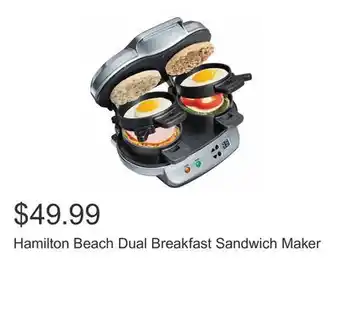 Costco Hamilton beach dual breakfast sandwich maker offer