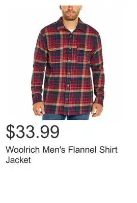 Costco Woolrich men's flannel shirt jacket offer