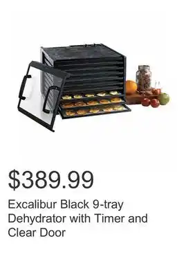 Costco Excalibur black 9-tray dehydrator with timer and clear door offer