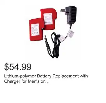 Costco Lithium-polymer battery replacement with charger for men's or women's heated gloves offer