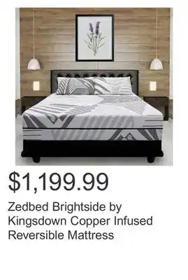 Costco Zedbed brightside by kingsdown copper infused reversible mattress offer