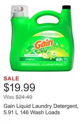Costco Gain liquid laundry detergent, 5.91 l 146 wash loads offer