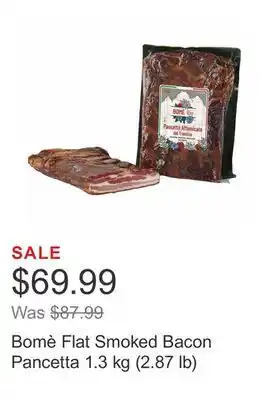 Costco Bomè flat smoked bacon pancetta 1.3 kg (2.87 lb) offer