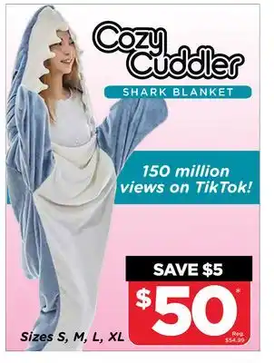 Showcase Cozy cuddler shark blanket offer