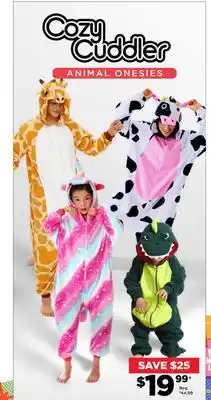 Showcase Cozy cuddler animal onesies offer