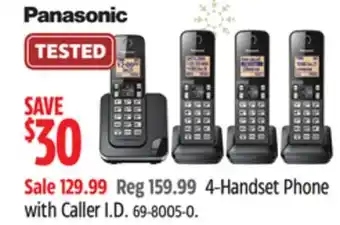 Canadian Tire Panasonic 4-handset phone with caller i.d offer