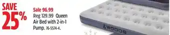 Canadian Tire Woods queen air bed with 2-in-1 pump offer