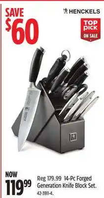 Canadian Tire Henckels 14-pc forged generation knife block set offer