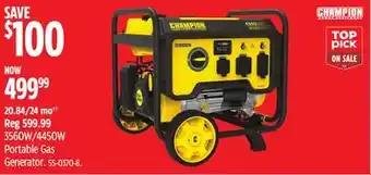 Canadian Tire Champion power equipment 3560w/4450w portable gas generator offer