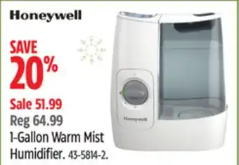 Canadian Tire Honeywell 1-gallon warm mist humidifier offer