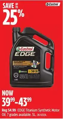 Canadian Tire Castrol edge titanium synthetic motor oil offer