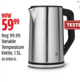 Canadian Tire Vida by paderno variable temperature kettle 1.5l offer