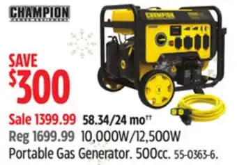 Canadian Tire 10,000w/12,500w portable gas generator offer