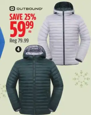 Canadian Tire Outbound stratus reversible puffy jacket for men and women offer