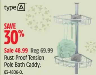 Canadian Tire Type a rust-proof tension pole bath caddy offer