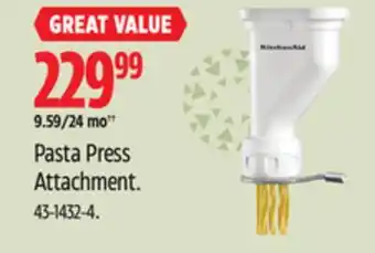 Canadian Tire Kitchenaid pasta press attachment offer