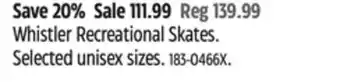 Canadian Tire Bauer whistler recreational skates offer