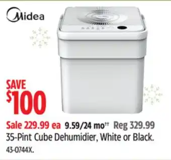 Canadian Tire Midea 35-pint cube dehumidier, white or black offer