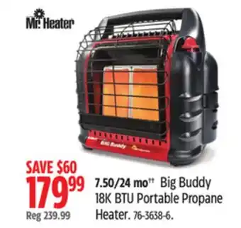 Canadian Tire Mr. heater big buddy 18k btu portable propane heater offer