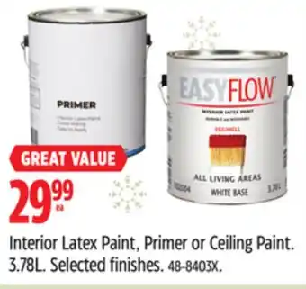 Canadian Tire Interior latex paint, primer or ceiling paint offer