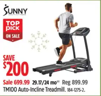 Canadian Tire Sunny health & fitness tm100 auto-incline treadmill offer