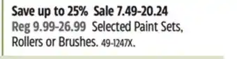 Canadian Tire Premier paint selected paint sets, rollers or brushes offer