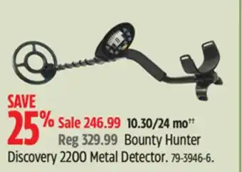 Canadian Tire Bounty hunter discovery 2200 metal detector offer