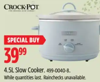 Canadian Tire Crock-pot 4.5l slow cooker offer