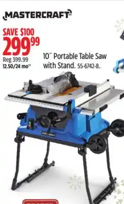 Canadian Tire Mastercraft 10˝ portable table saw with stand offer