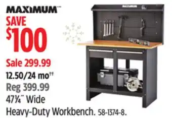 Canadian Tire Maximum 47 1⁄4˝ wide heavy-duty workbench offer