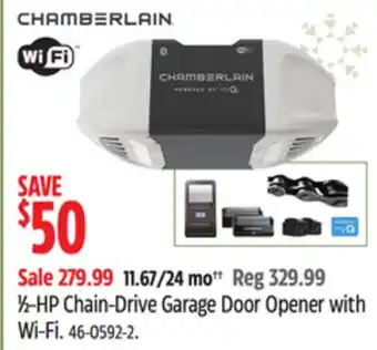 Canadian Tire Chamberlain 1⁄2-hp chain-drive garage door opener with wi-fi offer