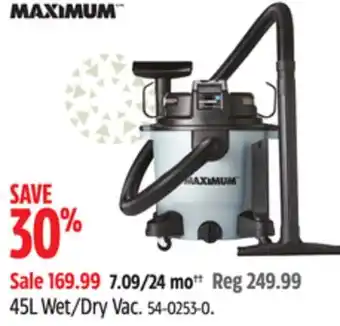 Canadian Tire Maximum 45l wet/dry vac offer