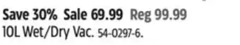 Canadian Tire Mastervac 10l wet/dry vac offer