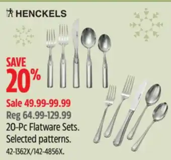 Canadian Tire Henckels 20-pc flatware sets offer