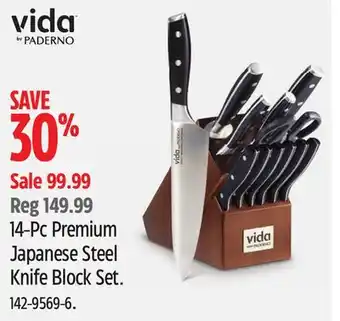 Canadian Tire Vida by paderno 14-pc premium japanese steel knife block set offer