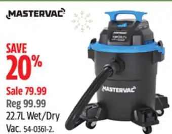 Canadian Tire Mastervac 22.7l wet/dry vac offer