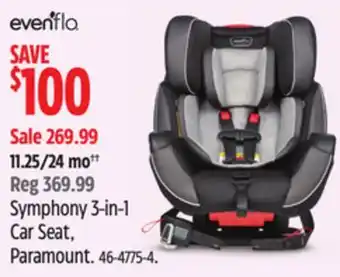 Canadian Tire Evenflo symphony 3-in-1 car seat, paramount offer