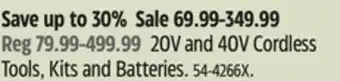 Canadian Tire Maximum 20v and 40v cordless tools, kits and batteries offer