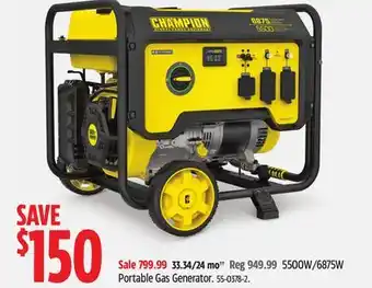 Canadian Tire Champion 5500w/6875w portable gas generator offer