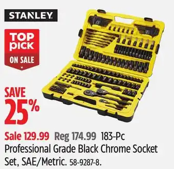 Canadian Tire Stanley 183-pc professional grade black chrome socket set, sae/metric offer