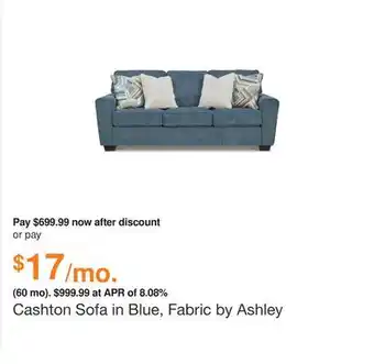 Ashley Furniture Cashton sofa in blue, fabric by ashley offer