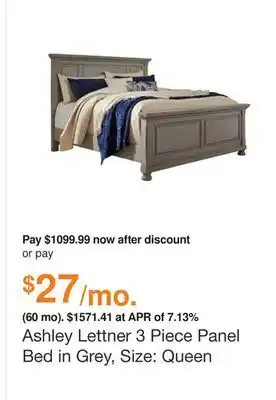 Ashley Furniture Ashley lettner 3 piece panel bed in grey, size: queen offer