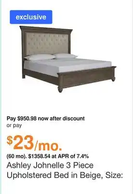 Ashley Furniture Ashley johnelle 3 piece upholstered bed in beige, size: queen offer