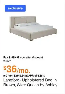 Ashley Furniture Langford- upholstered bed in brown, size: queen by ashley offer