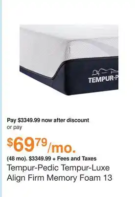 Ashley Furniture Tempur-pedic tempur-luxe align firm memory foam 13 inch mattress, size: twin xl by tempur-canada offer