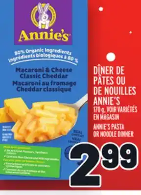 Metro Dîner de pâtes ou de nouilles annie's | annie's pasta or noodle dinner offer