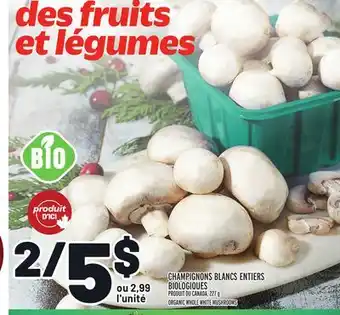 Metro Champignons blancs entiers biologiques | organic whole white mushrooms offer