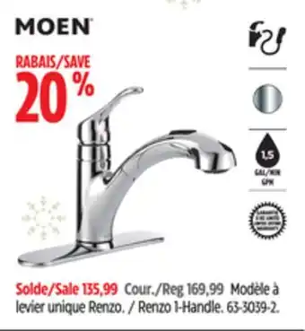 Canadian Tire Moen kitchen faucets renzo 1-handle offer