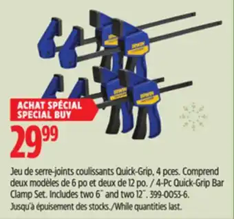 Canadian Tire Irwin 4-pc quick-grip bar clamp set offer