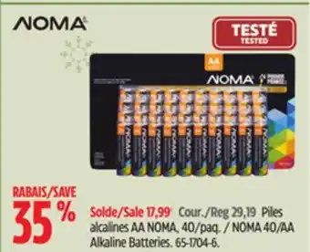 Canadian Tire Noma 40/aa alkaline batteries offer